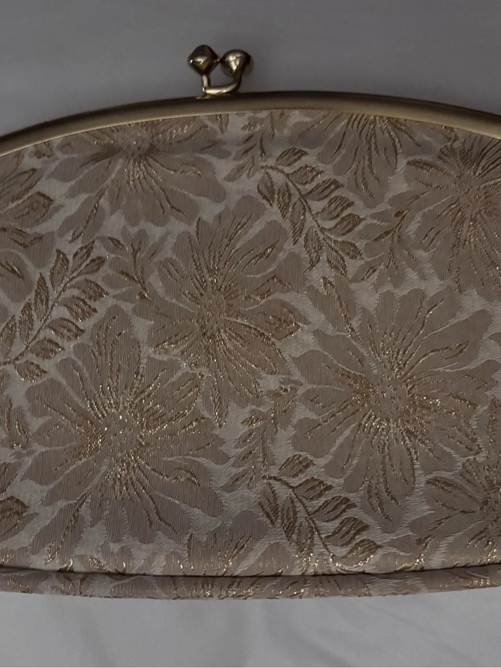 Gold Floral Jacquard Clutch Bag - Avon Vintage by Kadin 1960's